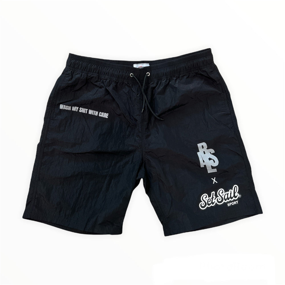 Black Set Sail Base Nylon Shorts - SET SAIL APPAREL
